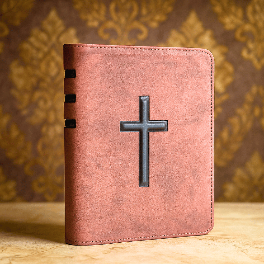 Biblia coperta editie limitata, piele, burgundi, medie, fermoar, index, aurita, cuv. lui Isus cu rosu [057 PFI]